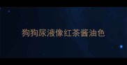 狗狗尿液像红茶酱油色