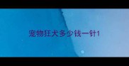 宠物狂犬多少钱一针