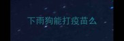 下雨狗能打疫苗么