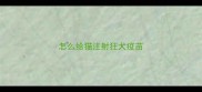 怎么给猫注射狂犬疫苗