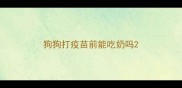 狗狗打疫苗前能吃奶吗