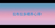 拉布拉多喂养心得