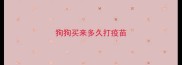 狗狗买来多久打疫苗