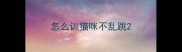 怎么训猫咪不乱跳