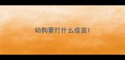 幼狗要打什么疫苗