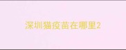 深圳猫疫苗在哪里