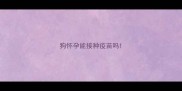 狗怀孕能接种疫苗吗