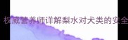 狗狗可以喝梨水吗权威营养师详解梨水对犬类的安全性及科学饮用指南