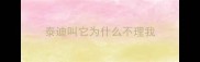 泰迪叫它为什么不理我